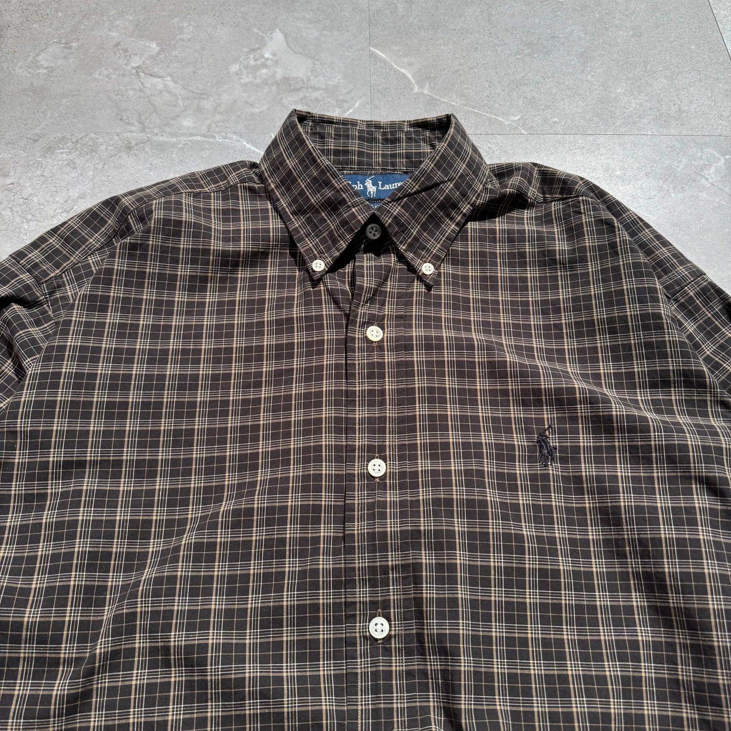90s-00s Ralph Lauren “Blake” Dark Brown Checkered Button Down Shirt KiiChain Clothing