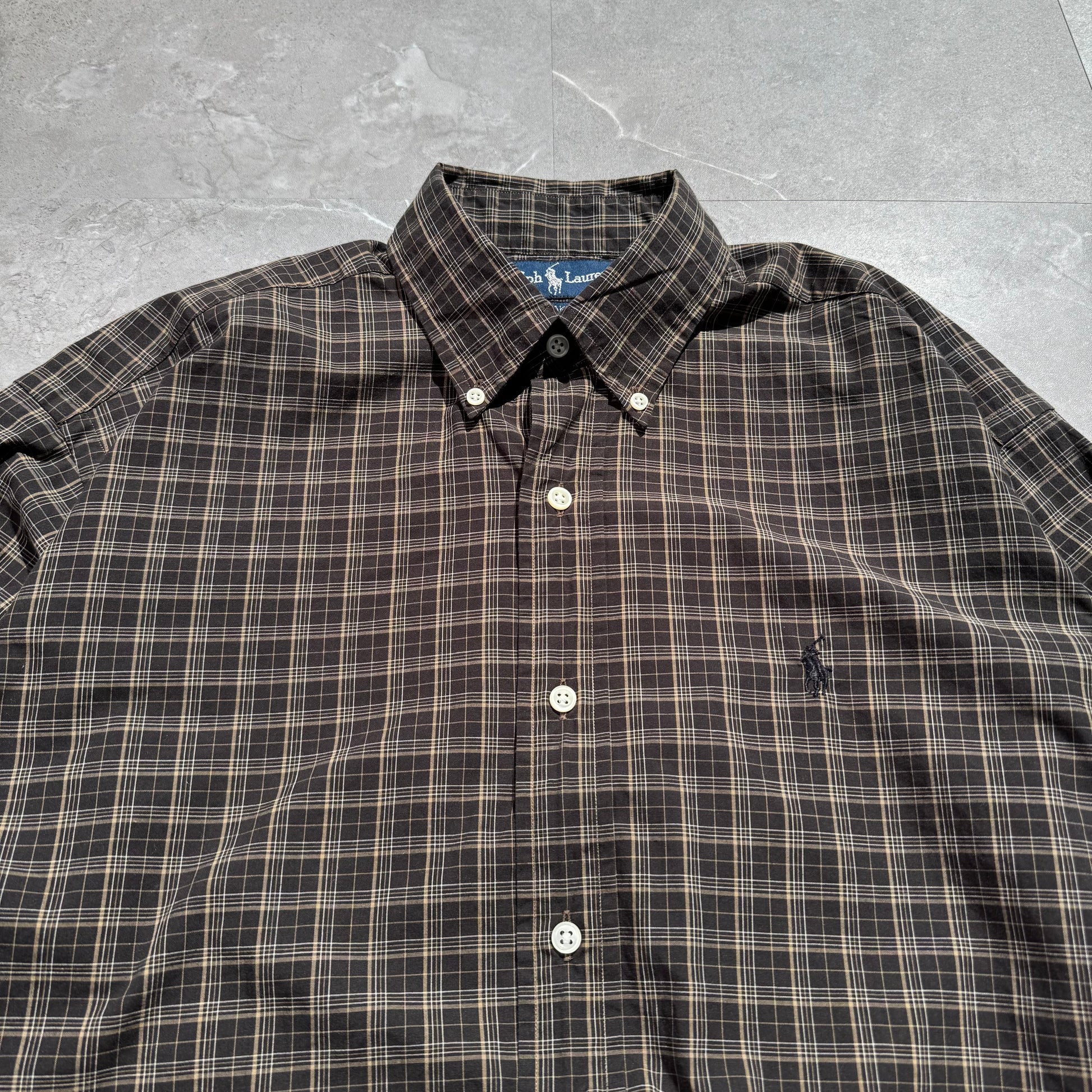 90s-00s Ralph Lauren “Blake” Dark Brown Checkered Button Down Shirt KiiChain Clothing