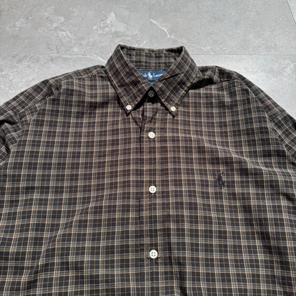 90s-00s Ralph Lauren “Blake” Dark Brown Checkered Button Down Shirt KiiChain Clothing