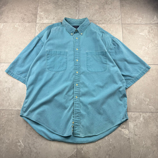 90s Cambridge Classics Faded Blue Button Down Short Sleeve Shirt XL