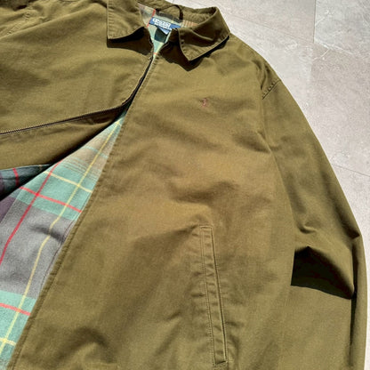 90s-00s Ralph Lauren Olive Green Checkered Lined Swing Top Jacket