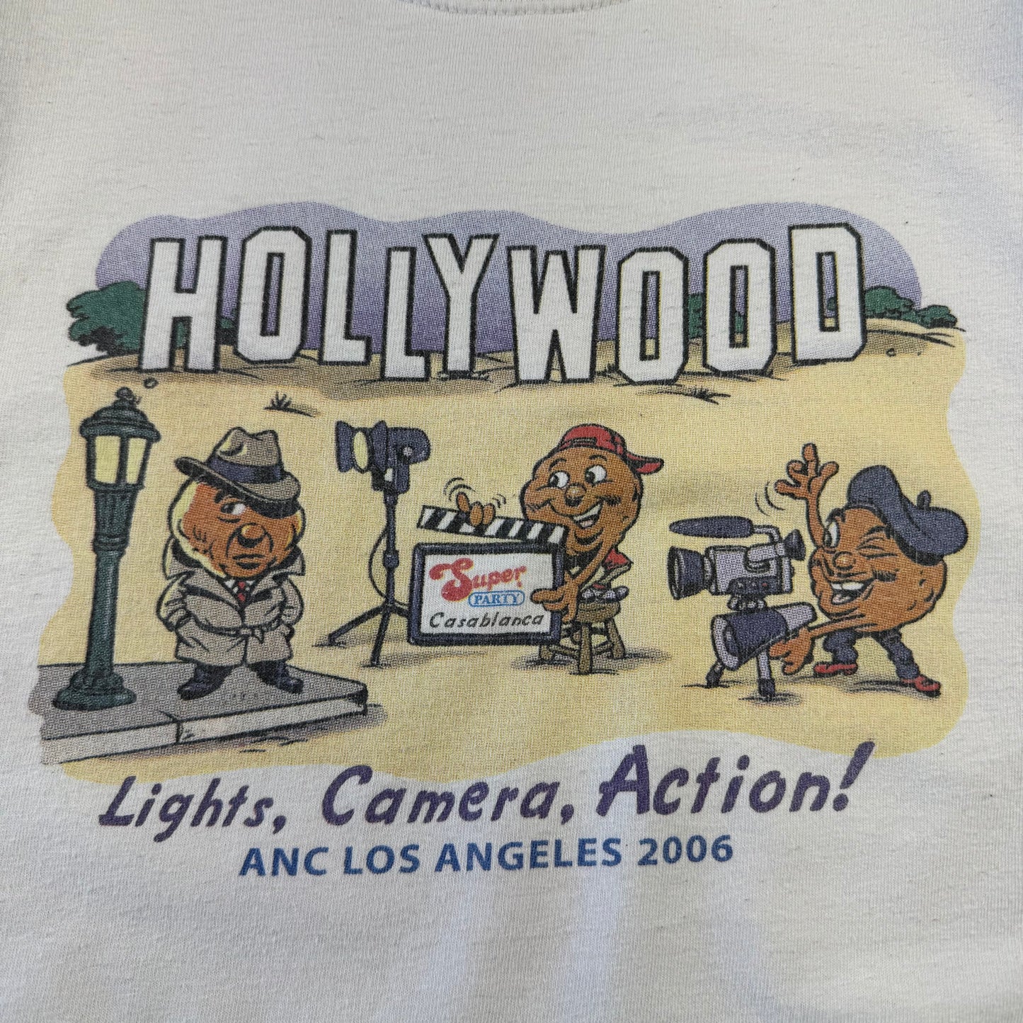90s-00s Gildan Ultra Cotton Hollywood Lights, Camera, Action White T-Shirt