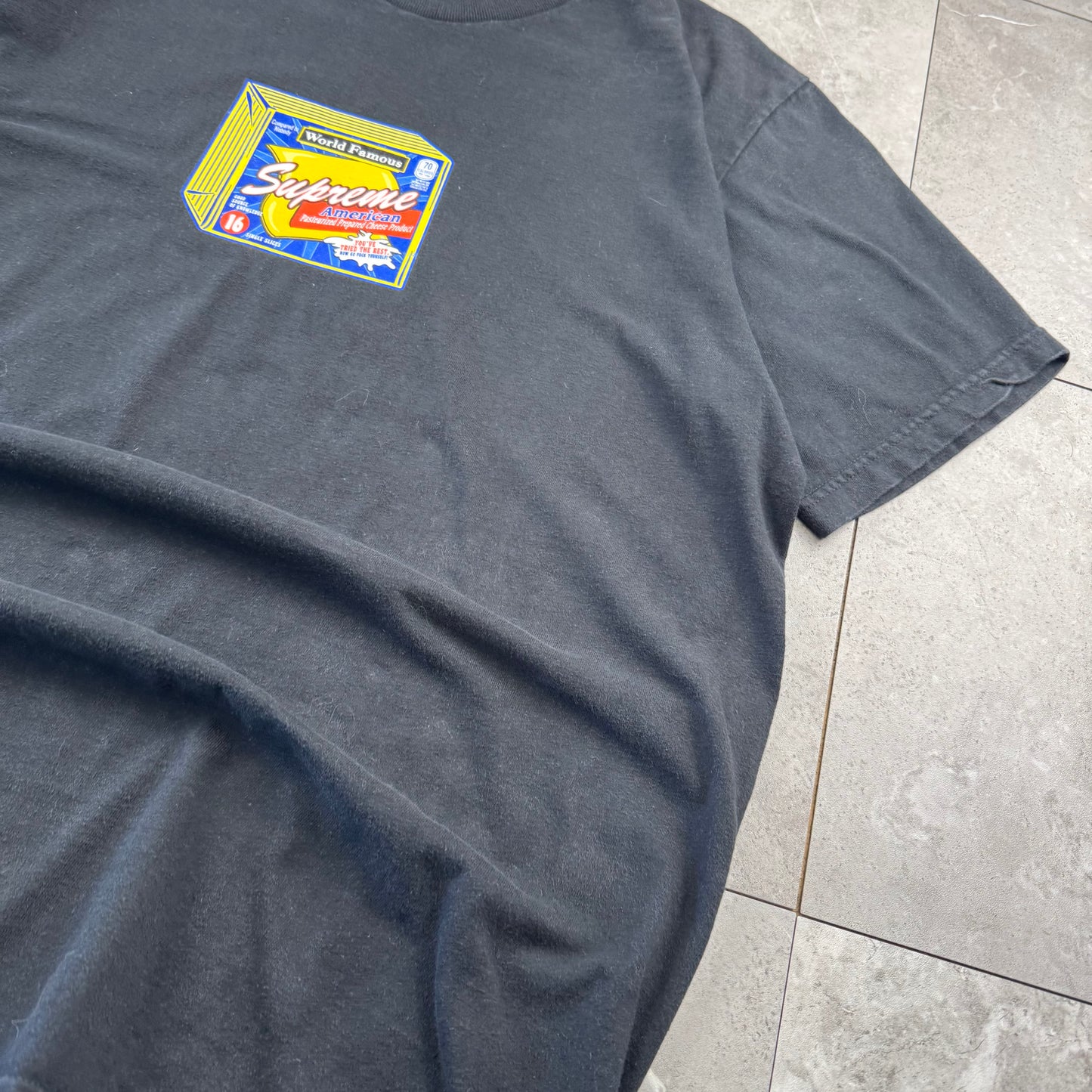 00s~ Supreme Block Cheese Made in USA Graphic T-Shirt