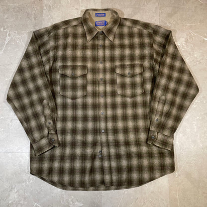 00s Pendleton Brown Shadow Checkered Wool Flannel Shirt