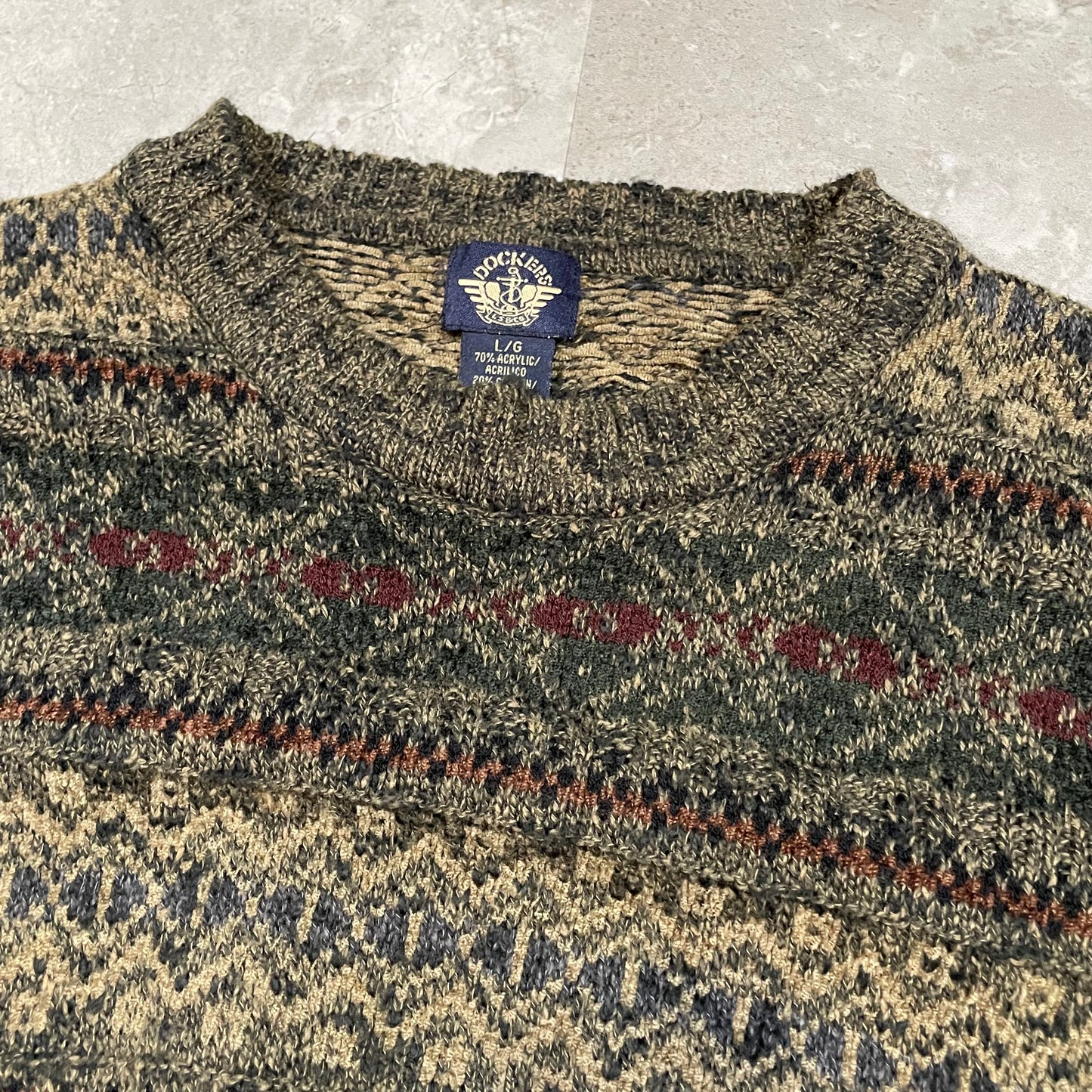 90s Dockers’ Olive Design Knitted Sweater