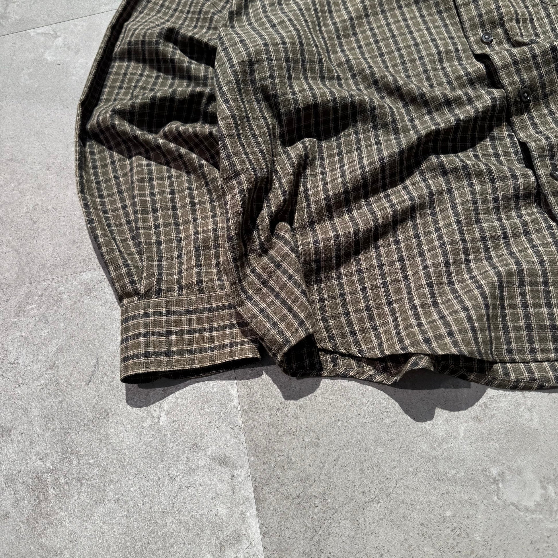 90s Natural Issue Olive Green Checkered Button Down Shirt KiiChain Clothing