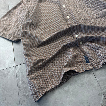 90s Old Navy Brown Checkered Short Sleeve Shirt M