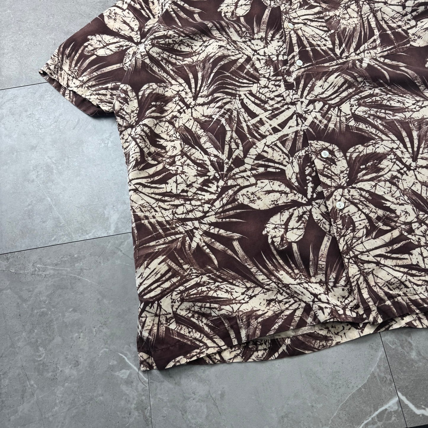 00s Polo by Ralph Lauren Clayton Brown Silk x Cotton Short Sleeve Shirt