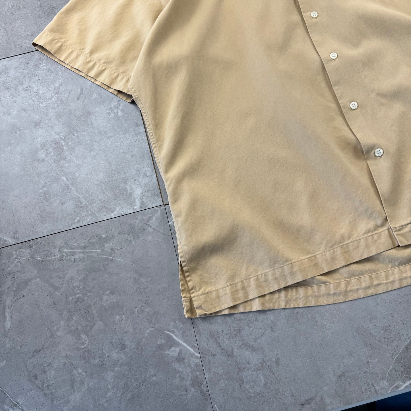00s Polo by Ralph Lauren Mustard Brown Silk x Cotton Open Collar Shirt