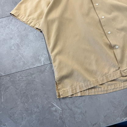 00s Polo by Ralph Lauren Mustard Brown Silk x Cotton Open Collar Shirt