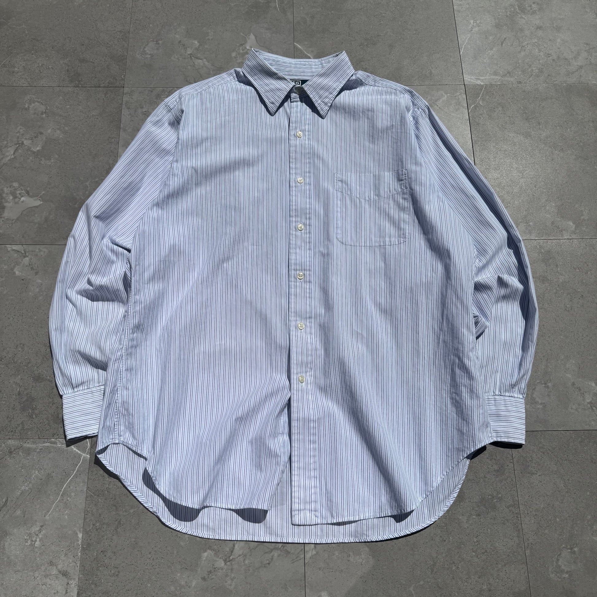 90s Ralph Lauren “Andrew” No-Pony Blue Striped Shirt KiiChain Clothing