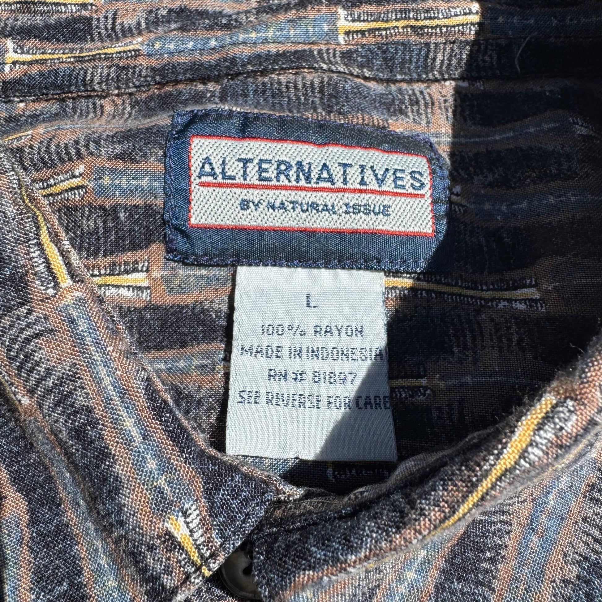 90s Alternatives by Natural Issue Striped Graphic 100% Rayon Short Sleeve Shirt KiiChain Clothing