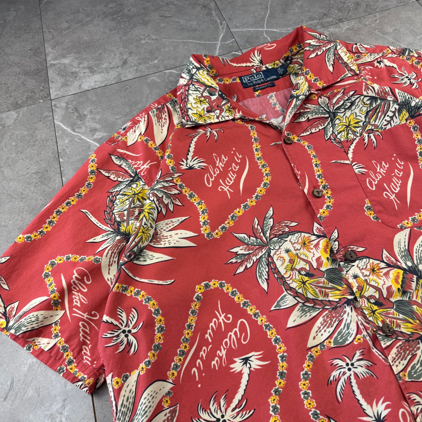 00s Polo by Ralph Lauren Classic Fit Red Hawaiian Open Collar Shirt