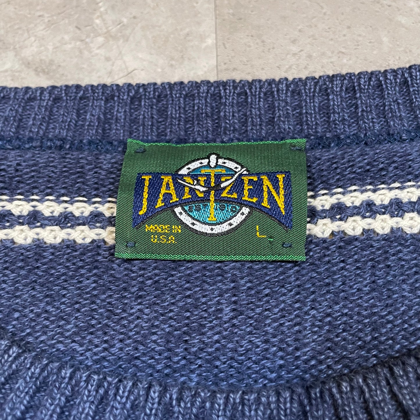 90s Jantzen Made in USA Navy Design Knit