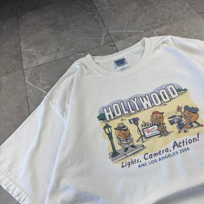 90s-00s Gildan Ultra Cotton Hollywood Lights, Camera, Action White T-Shirt