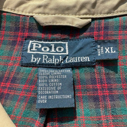 90s-00s Ralph Lauren Beige Flannel Lined Action Pleats Swing Top Jacket