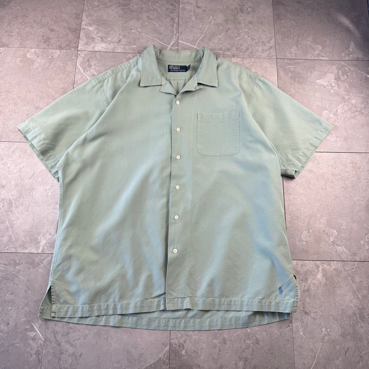 00s Polo by Ralph Lauren Rare Sage Green Open Collar Shirt