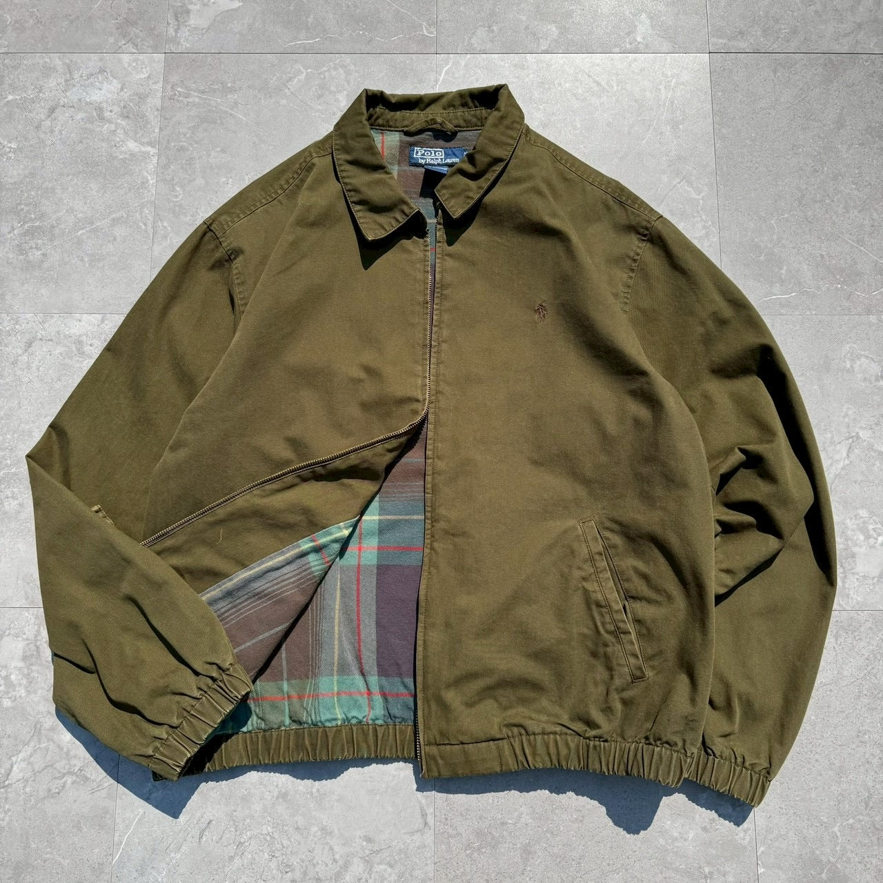 90s-00s Ralph Lauren Olive / Khaki Flannel Lined Swing Top Jacket
