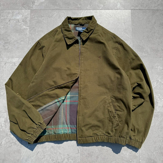 90s-00s Ralph Lauren Olive / Khaki Flannel Lined Swing Top Jacket