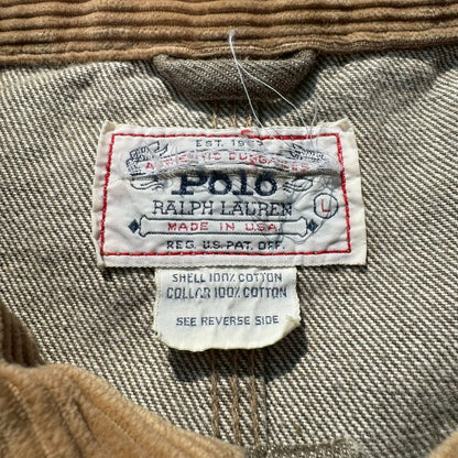 80s-90s Polo Ralph Lauren Corduroy Collar Canvas Trucker Jacket