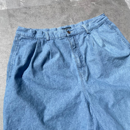 80s Chaps Ralph Lauren Tucked Denim Shorts Size 36