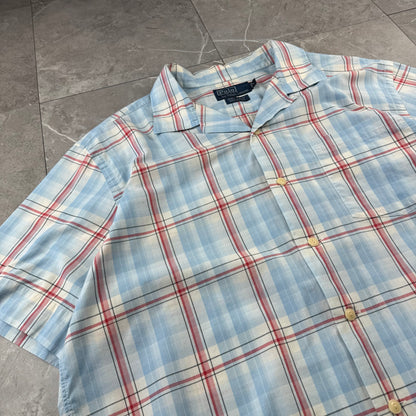 00s Polo by Ralph Lauren Andy Camp Blue Checkered Open Collar Shirt L