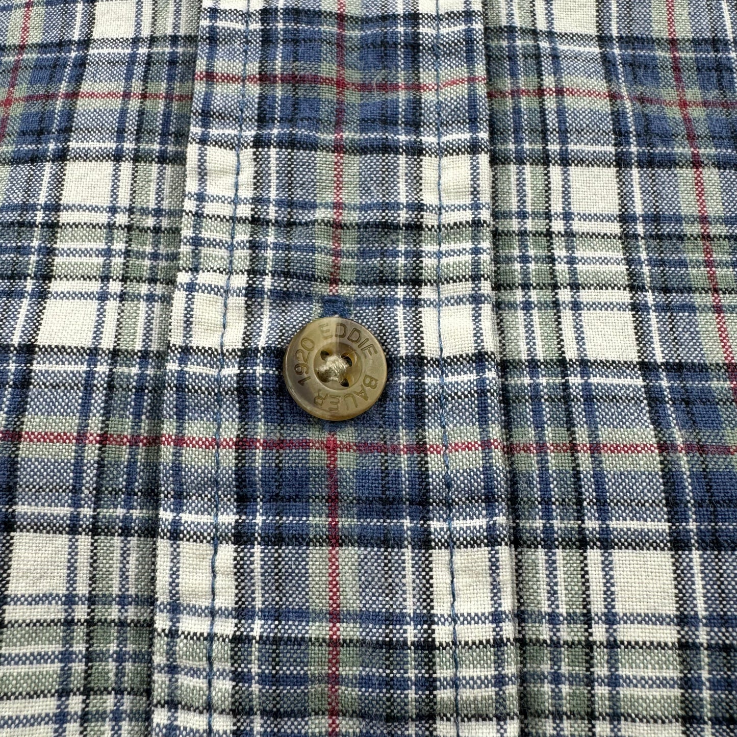 00s Eddie Bauer Blue/White Checkered Button Down Short Sleeve Shirt L