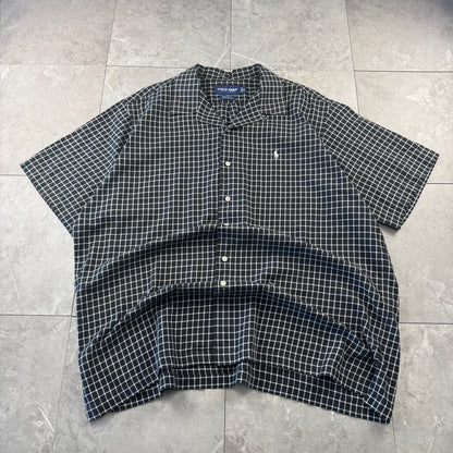 00s Ralph Lauren Polo Golf Caldwell Black Checkered Open Collar Shirt XL
