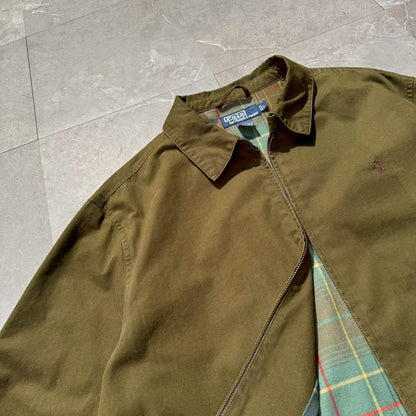 90s-00s Ralph Lauren Olive Green Checkered Lined Swing Top Jacket