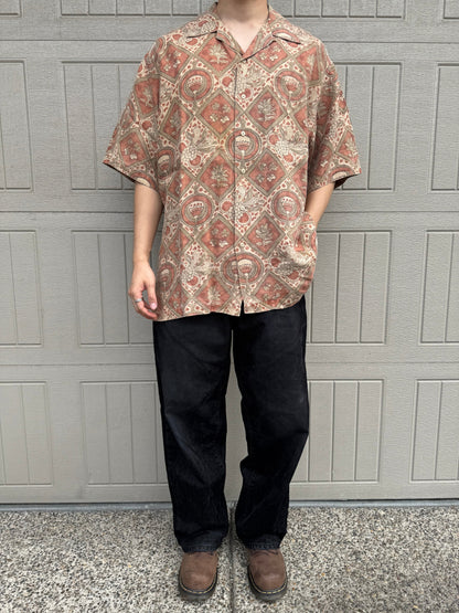 90s Ralph Lauren Rare Graphic Linen Open Collar Shirt KiiChain Clothing