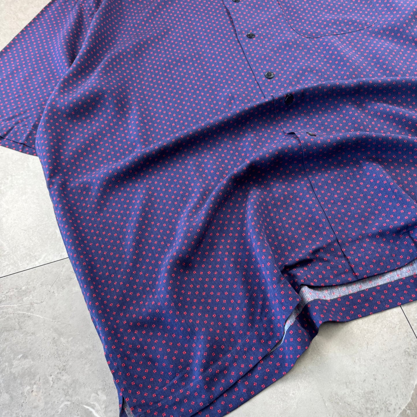 00s Polo by Ralph Lauren Clayton Purple Dot Pattern Rayon Open Collar Shirt XL