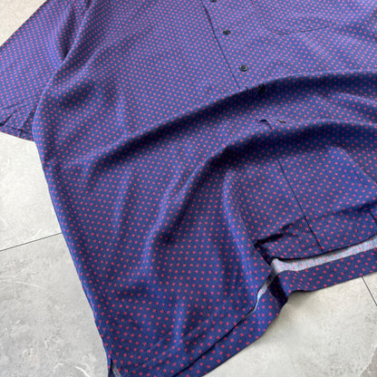 00s Polo by Ralph Lauren Clayton Purple Dot Pattern Rayon Open Collar Shirt XL