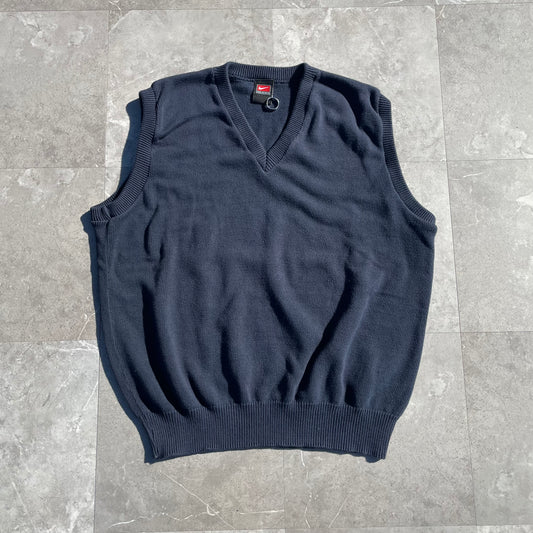 90s-00s Nike Made in USA Blank Navy V-Neck Vest