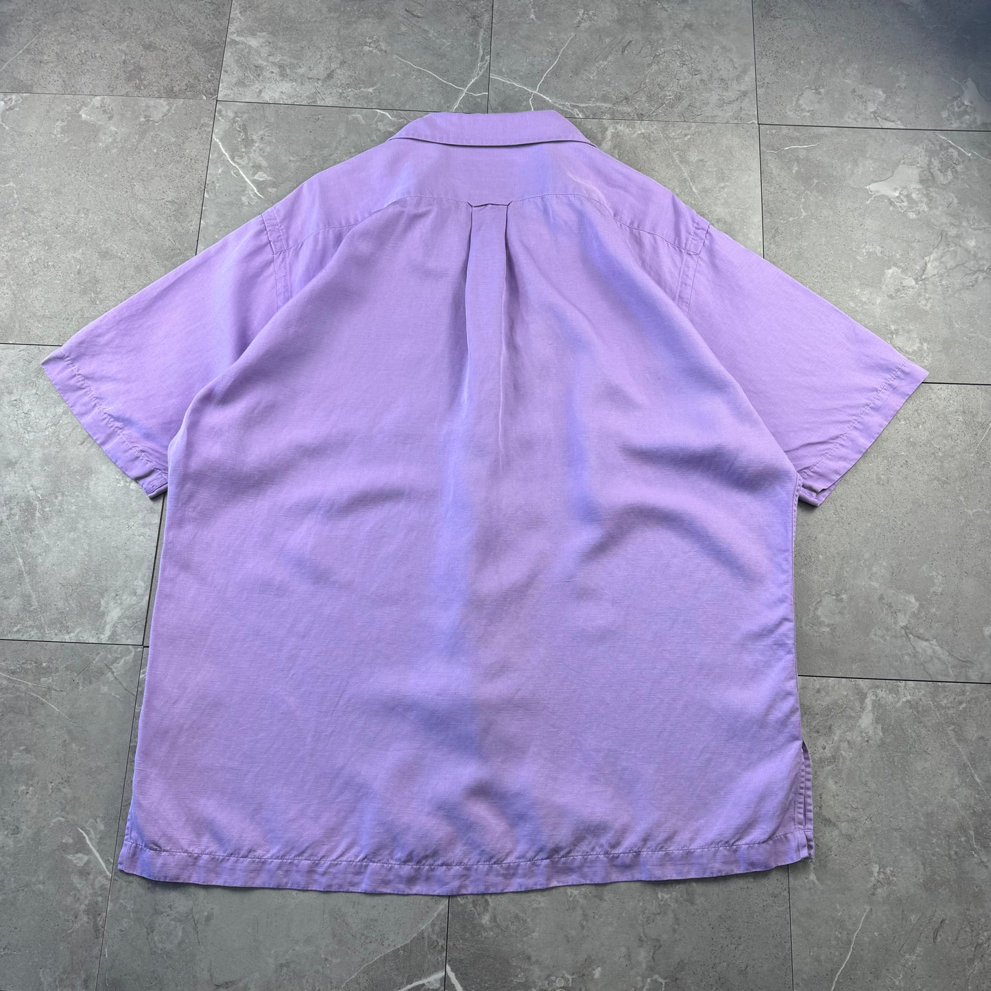 00s Polo by Ralph Lauren Caldwell Purple Silk x Linen Open Collar Shirt L