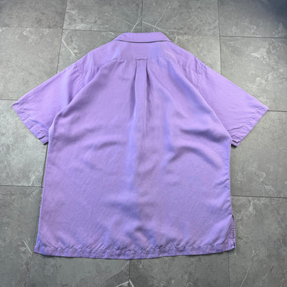 00s Polo by Ralph Lauren Caldwell Purple Silk x Linen Open Collar Shirt L