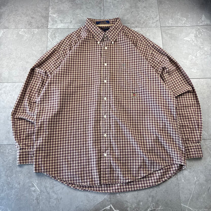90s Tommy Hilfiger Red & Beige Checkered Long Sleeve Shirt
