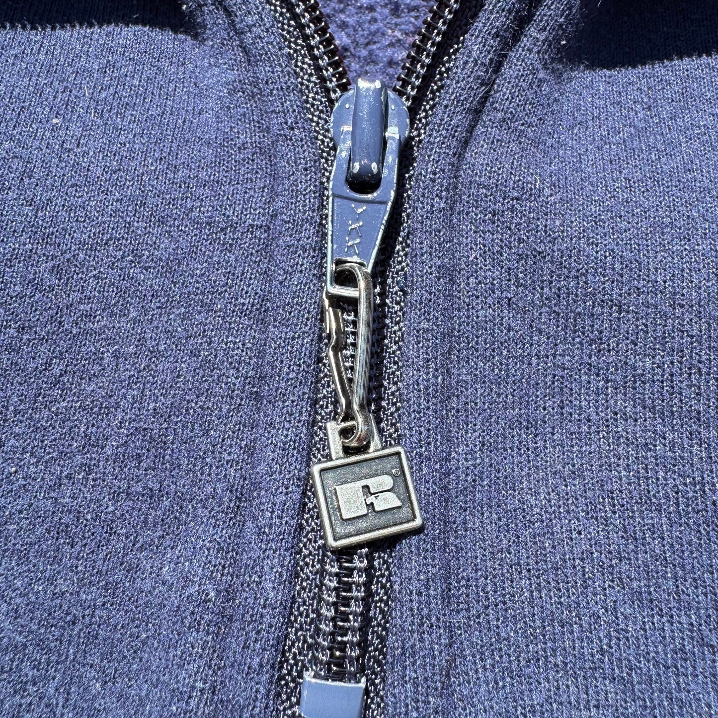 90s Russell Athletic Rare Made in USA Half-Zip Two Tone Navy/Red Sweatshirt KiiChain Clothing