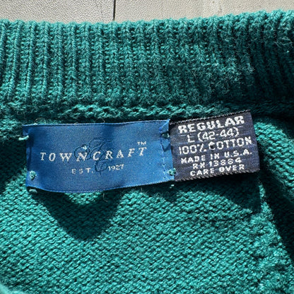 90s Towncraft Made in USA Green Cotton Design Knit
