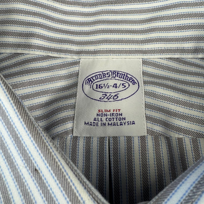 00s Brooks Brothers 346 Light Blue Slim Fit Striped Shirt