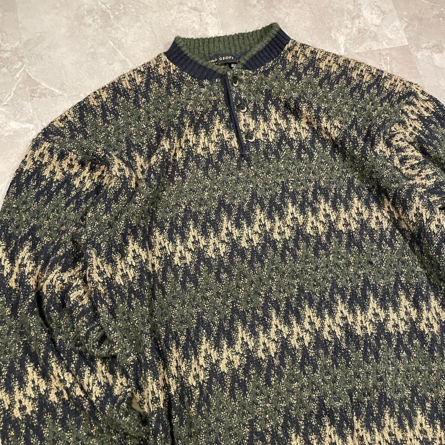 00s Geoffrey Beene Made in Italy Design Henley Knitted Sweater