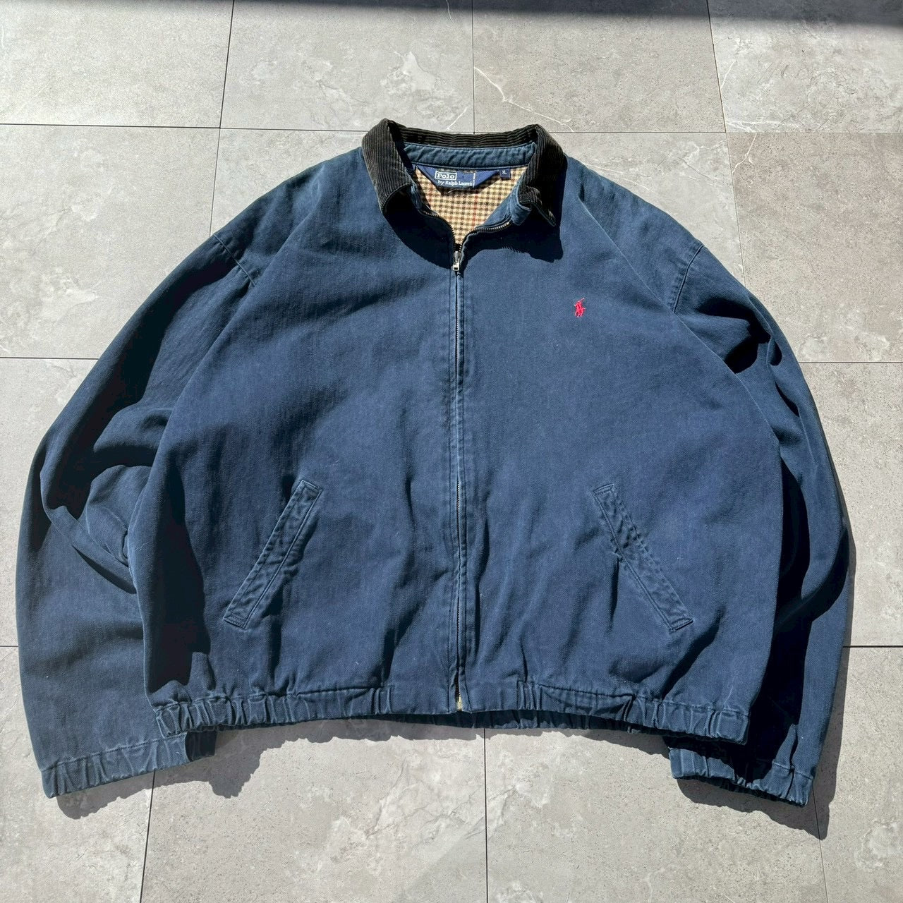 90s Ralph Lauren Navy Corduroy Collar Swing Top Jacket