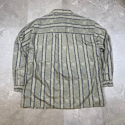 90s Deadstock Basic Elements Striped Pattern Shirt