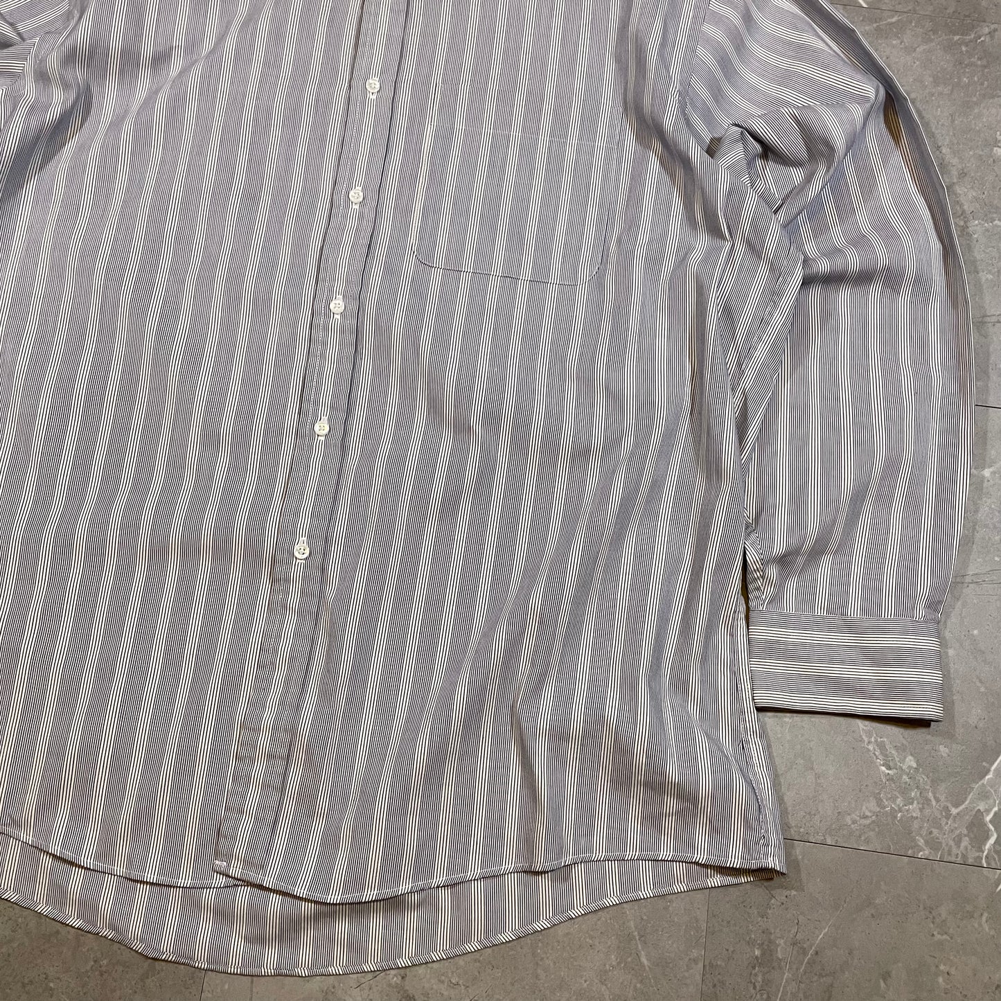 90s Arrow Collection Gray Striped Stand Collar Shirt