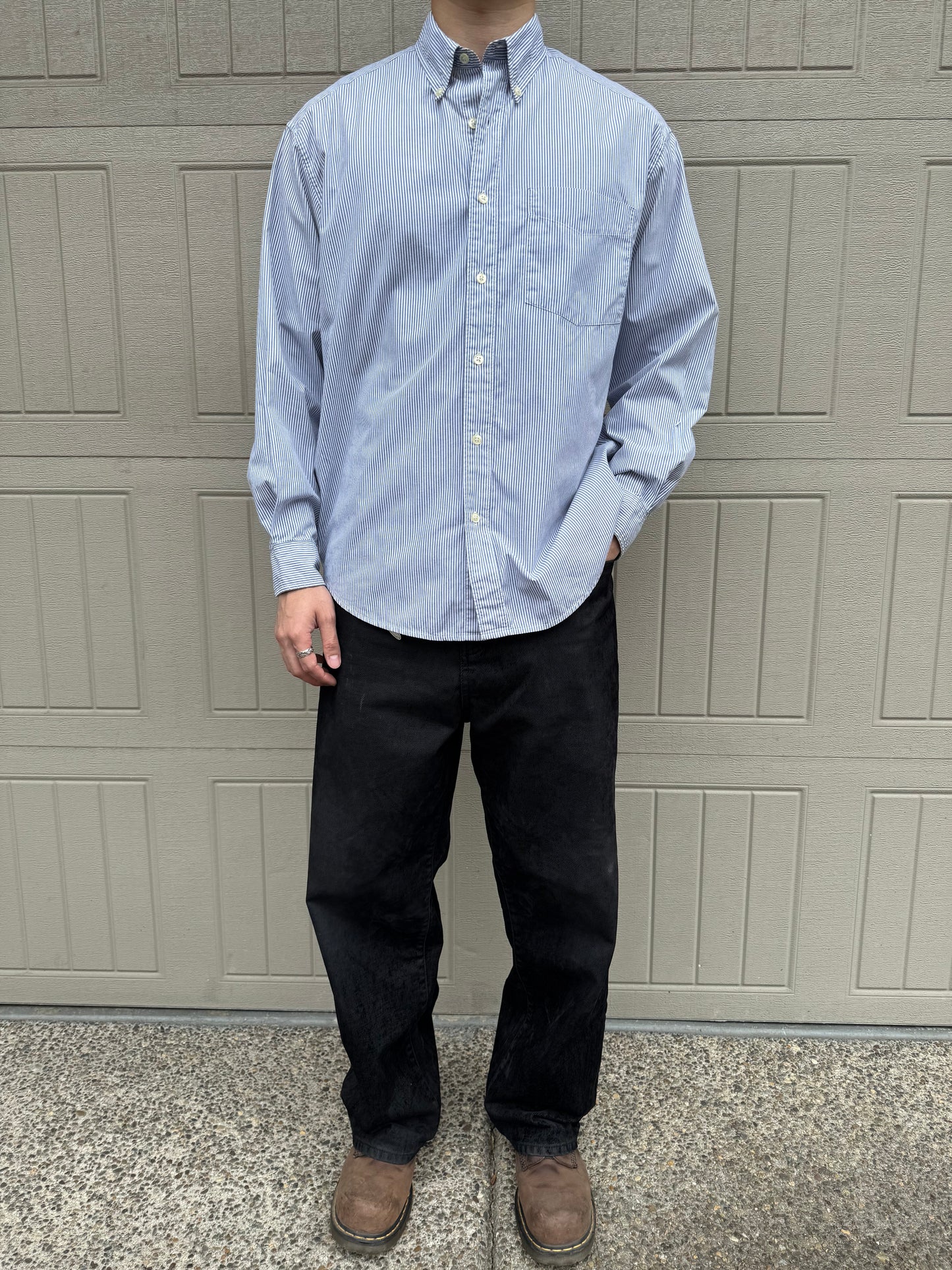 90s Old Gap Light Blue Striped Button Down Shirt