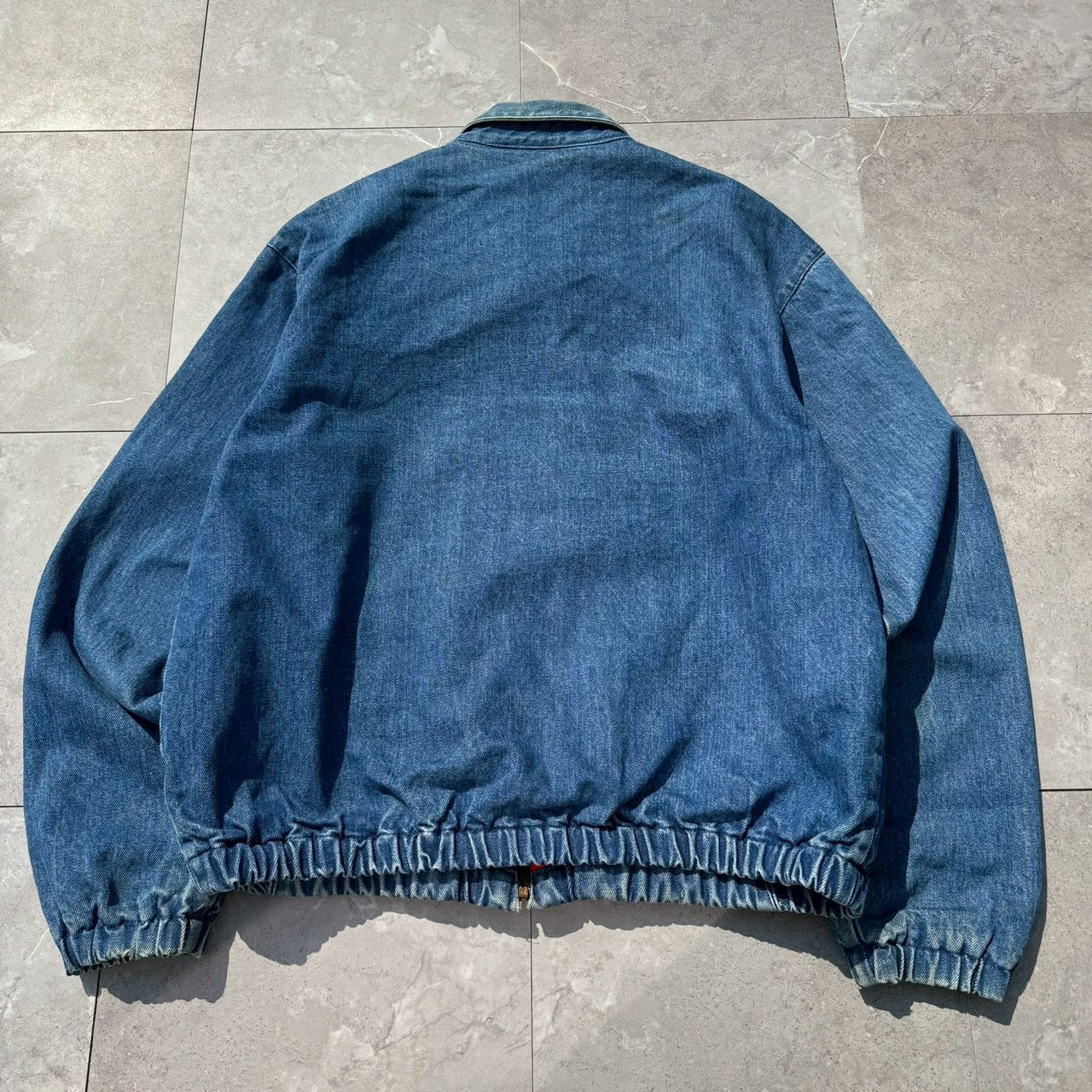 80s-90s Ralph Lauren Made in USA Red Fleece Lined Denim Swing Top Jacket
