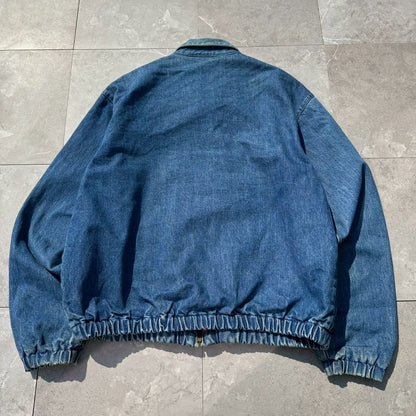 80s-90s Ralph Lauren Made in USA Red Fleece Lined Denim Swing Top Jacket