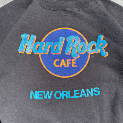 90s Hanes Hard Rock Cafe New Orleans Made in USA Black Crewneck Sweatshirt KiiChain Clothing