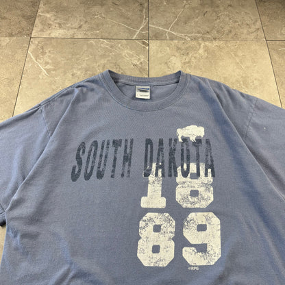 90s-00s Gildan South Dakota 1889 Faded Blue Graphic T-Shirt