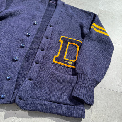 70s Vintage Varsity Lettered Wool Cardigan