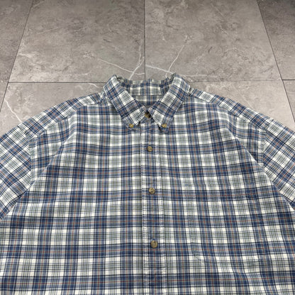 00s Eddie Bauer Blue/White Checkered Button Down Short Sleeve Shirt L